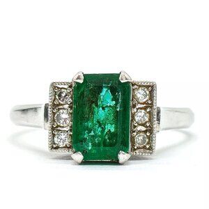 Natural 0.79 Carat Emerald, Solid Platinum Ring